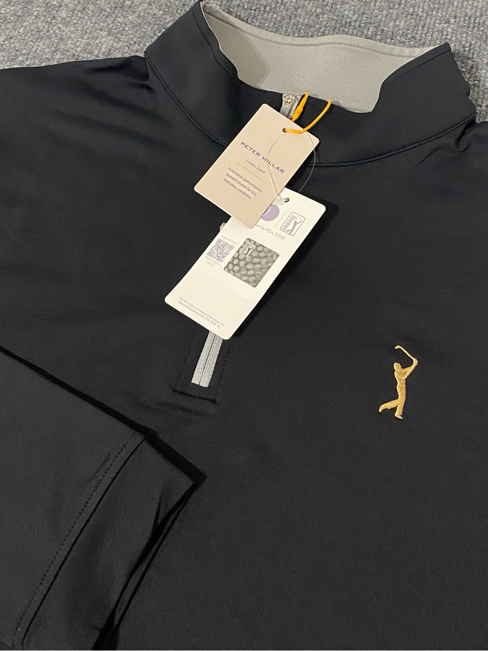 Peter Millar The Players Perth Performance 1/4 Zip Pullover Black Mens Large NWT